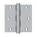 Deltana [DSB3526D] Solid Brass Door Butt Hinge - Button Tip - Square Corner - Brushed Chrome Finish - Pair - 3 1/2&quot; H x 3 1/2&quot; W