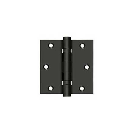 Deltana [DSB35B10B] Solid Brass Door Butt Hinge - Ball Bearing - Button Tip - Square Corner - Oil Rubbed Bronze Finish - Pair - 3 1/2&quot; H x 3 1/2&quot; W
