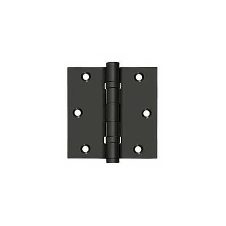 Deltana [DSB35B10B] Solid Brass Door Butt Hinge - Ball Bearing - Button Tip - Square Corner - Oil Rubbed Bronze Finish - Pair - 3 1/2&quot; H x 3 1/2&quot; W