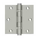 Deltana [DSB35B15] Solid Brass Door Butt Hinge - Ball Bearing - Button Tip - Square Corner - Brushed Nickel Finish - Pair - 3 1/2&quot; H x 3 1/2&quot; W