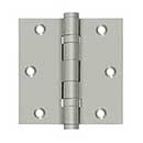 Deltana [DSB35B15] Solid Brass Door Butt Hinge - Ball Bearing - Button Tip - Square Corner - Brushed Nickel Finish - Pair - 3 1/2&quot; H x 3 1/2&quot; W