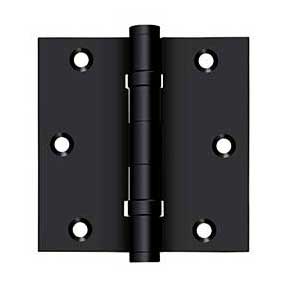 Deltana [DSB35B19] Solid Brass Door Butt Hinge - Ball Bearing - Button Tip - Square Corner - Paint Black Finish - Pair - 3 1/2" H x 3 1/2" W