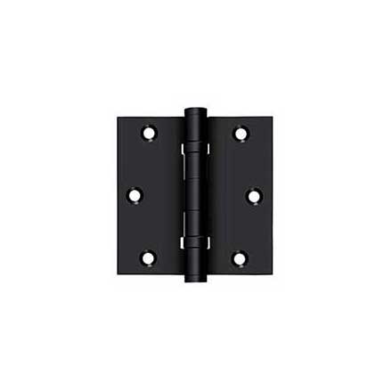 Deltana [DSB35B19] Solid Brass Door Butt Hinge - Ball Bearing - Button Tip - Square Corner - Paint Black Finish - Pair - 3 1/2&quot; H x 3 1/2&quot; W