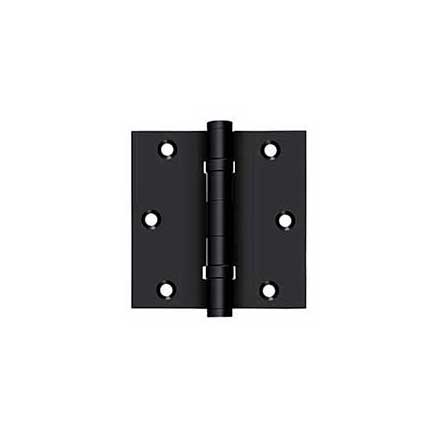 Deltana [DSB35B19] Solid Brass Door Butt Hinge - Ball Bearing - Button Tip - Square Corner - Paint Black Finish - Pair - 3 1/2&quot; H x 3 1/2&quot; W