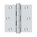 Deltana [DSB35B26] Solid Brass Door Butt Hinge - Ball Bearing - Button Tip - Square Corner - Polished Chrome Finish - Pair - 3 1/2&quot; H x 3 1/2&quot; W