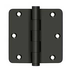 Deltana [DSB35R410B-R] Solid Brass Door Butt Hinge - Residential - Button Tip - 1/4" Radius Corner - Oil Rubbed Bronze Finish - Pair - 3 1/2" H x 3 1/2" W