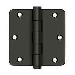 Deltana [DSB35R410B-R] Solid Brass Door Butt Hinge - Residential - Button Tip - 1/4&quot; Radius Corner - Oil Rubbed Bronze Finish - Pair - 3 1/2&quot; H x 3 1/2&quot; W