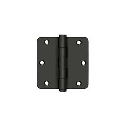 Deltana [DSB35R410B-R] Solid Brass Door Butt Hinge - Residential - Button Tip - 1/4" Radius Corner - Oil Rubbed Bronze Finish - Pair - 3 1/2" H x 3 1/2" W