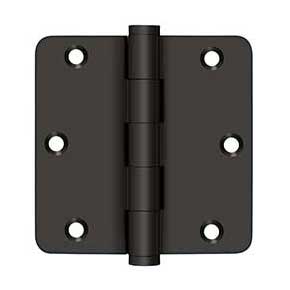 Deltana [DSB35R410B] Solid Brass Door Butt Hinge - Button Tip - 1/4" Radius Corner - Oil Rubbed Bronze Finish - Pair - 3 1/2" H x 3 1/2" W