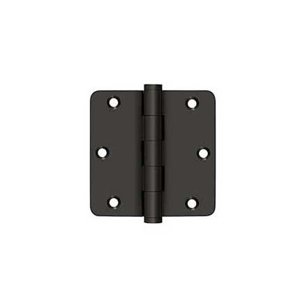 Deltana [DSB35R410B] Solid Brass Door Butt Hinge - Button Tip - 1/4&quot; Radius Corner - Oil Rubbed Bronze Finish - Pair - 3 1/2&quot; H x 3 1/2&quot; W