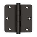 Deltana [DSB35R410B] Solid Brass Door Butt Hinge - Button Tip - 1/4" Radius Corner - Oil Rubbed Bronze Finish - Pair - 3 1/2" H x 3 1/2" W