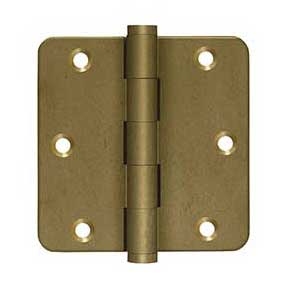 Deltana [DSB35R410BM-R] Solid Brass Door Butt Hinge - Residential - Button Tip - 1/4" Radius Corner - Bronze Medium Finish - Pair - 3 1/2" H x 3 1/2" W