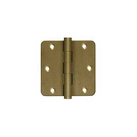 Deltana [DSB35R410BM-R] Solid Brass Door Butt Hinge - Residential - Button Tip - 1/4&quot; Radius Corner - Bronze Medium Finish - Pair - 3 1/2&quot; H x 3 1/2&quot; W