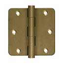 Deltana [DSB35R410BM-R] Solid Brass Door Butt Hinge - Residential - Button Tip - 1/4&quot; Radius Corner - Bronze Medium Finish - Pair - 3 1/2&quot; H x 3 1/2&quot; W