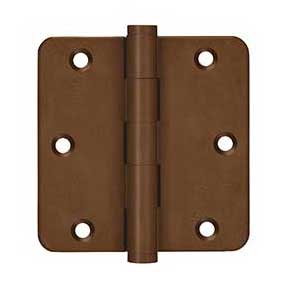 Deltana [DSB35R410BR-R] Solid Brass Door Butt Hinge - Residential - Button Tip - 1/4" Radius Corner - Bronze Rust Finish - Pair - 3 1/2" H x 3 1/2" W