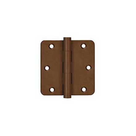 Deltana [DSB35R410BR-R] Solid Brass Door Butt Hinge - Residential - Button Tip - 1/4&quot; Radius Corner - Bronze Rust Finish - Pair - 3 1/2&quot; H x 3 1/2&quot; W