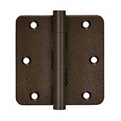 Deltana [DSB35R410WD-R] Solid Brass Door Butt Hinge - Residential - Button Tip - 1/4&quot; Radius Corner - Weathered Dark Finish - Pair - 3 1/2&quot; H x 3 1/2&quot; W