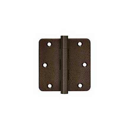 Deltana [DSB35R410WD-R] Solid Brass Door Butt Hinge - Residential - Button Tip - 1/4&quot; Radius Corner - Weathered Dark Finish - Pair - 3 1/2&quot; H x 3 1/2&quot; W