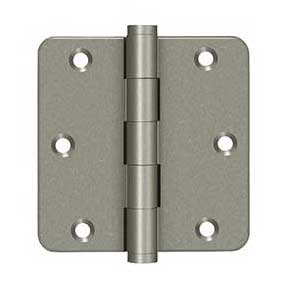 Deltana [DSB35R410WL-R] Solid Brass Door Butt Hinge - Residential - Button Tip - 1/4" Radius Corner - Weathered Light Finish - Pair - 3 1/2" H x 3 1/2" W