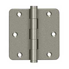 Deltana [DSB35R410WL-R] Solid Brass Door Butt Hinge - Residential - Button Tip - 1/4&quot; Radius Corner - Weathered Light Finish - Pair - 3 1/2&quot; H x 3 1/2&quot; W