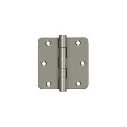 Deltana [DSB35R410WL-R] Solid Brass Door Butt Hinge - Residential - Button Tip - 1/4" Radius Corner - Weathered Light Finish - Pair - 3 1/2" H x 3 1/2" W