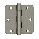 Deltana [DSB35R410WL-R] Solid Brass Door Butt Hinge - Residential - Button Tip - 1/4&quot; Radius Corner - Weathered Light Finish - Pair - 3 1/2&quot; H x 3 1/2&quot; W