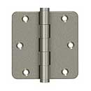 Deltana [DSB35R410WL-R] Solid Brass Door Butt Hinge - Residential - Button Tip - 1/4" Radius Corner - Weathered Light Finish - Pair - 3 1/2" H x 3 1/2" W