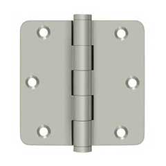 Deltana [DSB35R415-R] Solid Brass Door Butt Hinge - Residential - Button Tip - 1/4&quot; Radius Corner - Brushed Nickel Finish - Pair - 3 1/2&quot; H x 3 1/2&quot; W