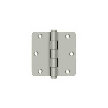 Deltana [DSB35R415-R] Solid Brass Door Butt Hinge - Residential - Button Tip - 1/4&quot; Radius Corner - Brushed Nickel Finish - Pair - 3 1/2&quot; H x 3 1/2&quot; W