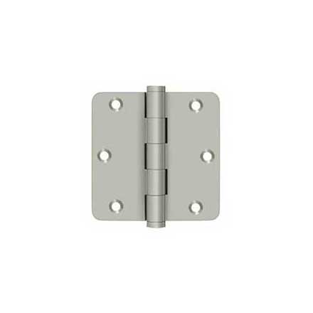 Deltana [DSB35R415-R] Solid Brass Door Butt Hinge - Residential - Button Tip - 1/4&quot; Radius Corner - Brushed Nickel Finish - Pair - 3 1/2&quot; H x 3 1/2&quot; W