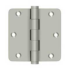 Deltana [DSB35R415] Solid Brass Door Butt Hinge - Button Tip - 1/4&quot; Radius Corner - Brushed Nickel Finish - Pair - 3 1/2&quot; H x 3 1/2&quot; W
