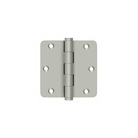 Deltana [DSB35R415] Solid Brass Door Butt Hinge - Button Tip - 1/4&quot; Radius Corner - Brushed Nickel Finish - Pair - 3 1/2&quot; H x 3 1/2&quot; W