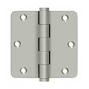 Deltana [DSB35R415] Solid Brass Door Butt Hinge - Button Tip - 1/4" Radius Corner - Brushed Nickel Finish - Pair - 3 1/2" H x 3 1/2" W