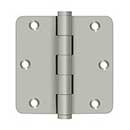 Deltana [DSB35R415] Solid Brass Door Butt Hinge - Button Tip - 1/4" Radius Corner - Brushed Nickel Finish - Pair - 3 1/2" H x 3 1/2" W