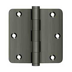 Deltana [DSB35R415A-R] Solid Brass Door Butt Hinge - Residential - Button Tip - 1/4&quot; Radius Corner - Antique Nickel Finish - Pair - 3 1/2&quot; H x 3 1/2&quot; W