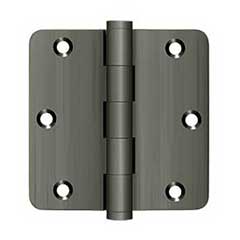 Deltana [DSB35R415A] Solid Brass Door Butt Hinge - Button Tip - 1/4&quot; Radius Corner - Antique Nickel Finish - Pair - 3 1/2&quot; H x 3 1/2&quot; W