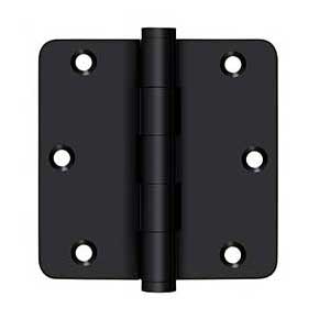 Deltana [DSB35R419-R] Solid Brass Door Butt Hinge - Residential - Button Tip - 1/4" Radius Corner - Paint Black Finish - Pair - 3 1/2" H x 3 1/2" W