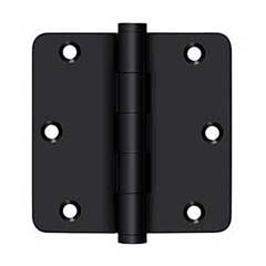 Deltana [DSB35R419-R] Solid Brass Door Butt Hinge - Residential - Button Tip - 1/4&quot; Radius Corner - Paint Black Finish - Pair - 3 1/2&quot; H x 3 1/2&quot; W