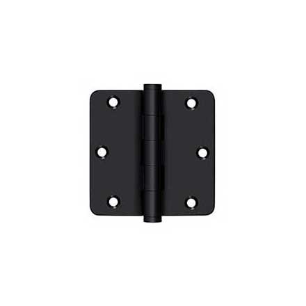 Deltana [DSB35R419-R] Solid Brass Door Butt Hinge - Residential - Button Tip - 1/4&quot; Radius Corner - Paint Black Finish - Pair - 3 1/2&quot; H x 3 1/2&quot; W