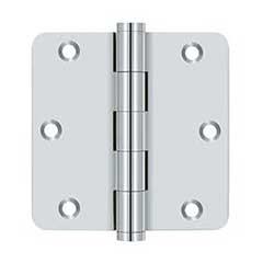 Deltana [DSB35R426-R] Solid Brass Door Butt Hinge - Residential - Button Tip - 1/4&quot; Radius Corner - Polished Chrome Finish - Pair - 3 1/2&quot; H x 3 1/2&quot; W