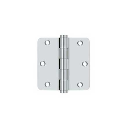 Deltana [DSB35R426-R] Solid Brass Door Butt Hinge - Residential - Button Tip - 1/4&quot; Radius Corner - Polished Chrome Finish - Pair - 3 1/2&quot; H x 3 1/2&quot; W