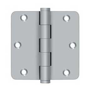 Deltana [DSB35R426D-R] Solid Brass Door Butt Hinge - Residential - Button Tip - 1/4" Radius Corner - Brushed Chrome Finish - Pair - 3 1/2" H x 3 1/2" W