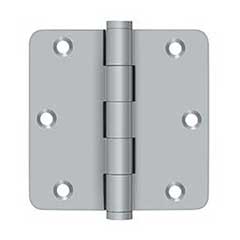 Deltana [DSB35R426D-R] Solid Brass Door Butt Hinge - Residential - Button Tip - 1/4&quot; Radius Corner - Brushed Chrome Finish - Pair - 3 1/2&quot; H x 3 1/2&quot; W
