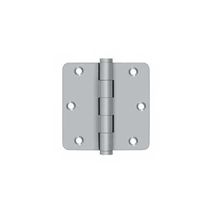 Deltana [DSB35R426D-R] Solid Brass Door Butt Hinge - Residential - Button Tip - 1/4&quot; Radius Corner - Brushed Chrome Finish - Pair - 3 1/2&quot; H x 3 1/2&quot; W