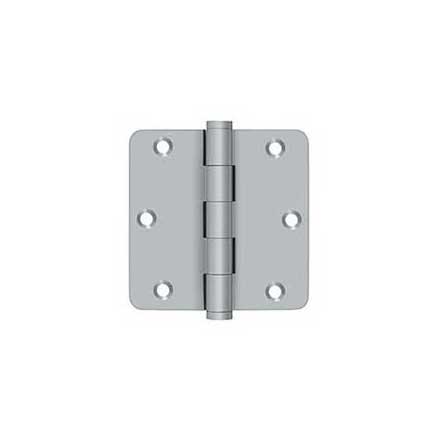 Deltana [DSB35R426D-R] Solid Brass Door Butt Hinge - Residential - Button Tip - 1/4&quot; Radius Corner - Brushed Chrome Finish - Pair - 3 1/2&quot; H x 3 1/2&quot; W