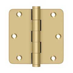 Deltana [DSB35R44] Solid Brass Door Butt Hinge - Button Tip - 1/4&quot; Radius Corner - Brushed Brass Finish - Pair - 3 1/2&quot; H x 3 1/2&quot; W