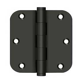 Deltana [DSB35R510B-R] Solid Brass Door Butt Hinge - Residential - Button Tip - 5/8" Radius Corner - Oil Rubbed Bronze Finish - Pair - 3 1/2" H x 3 1/2" W