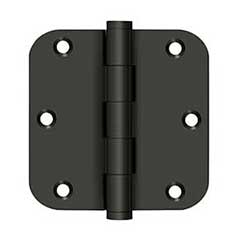 Deltana [DSB35R510B-R] Solid Brass Door Butt Hinge - Residential - Button Tip - 5/8&quot; Radius Corner - Oil Rubbed Bronze Finish - Pair - 3 1/2&quot; H x 3 1/2&quot; W
