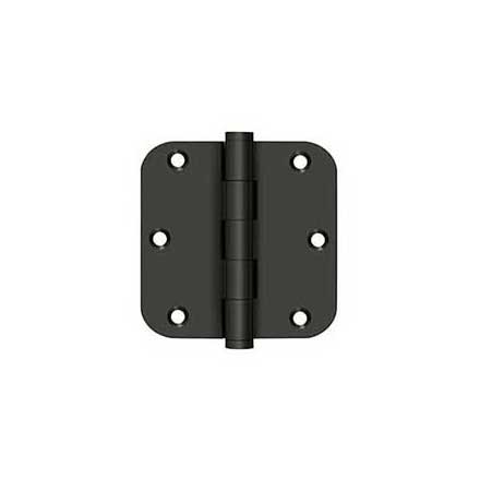 Deltana [DSB35R510B-R] Solid Brass Door Butt Hinge - Residential - Button Tip - 5/8&quot; Radius Corner - Oil Rubbed Bronze Finish - Pair - 3 1/2&quot; H x 3 1/2&quot; W