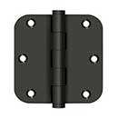 Deltana [DSB35R510B-R] Solid Brass Door Butt Hinge - Residential - Button Tip - 5/8&quot; Radius Corner - Oil Rubbed Bronze Finish - Pair - 3 1/2&quot; H x 3 1/2&quot; W